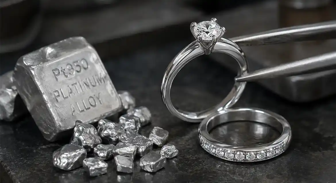 Premium Platinum Jewellery Alloy ring crafted using high-quality platinum master alloy for precision jewellery manufacturing by Ransa Alloys.